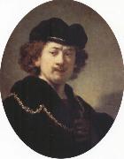 REMBRANDT Harmenszoon van Rijn Self-Portrait with Hat and Gold Chain oil on canvas